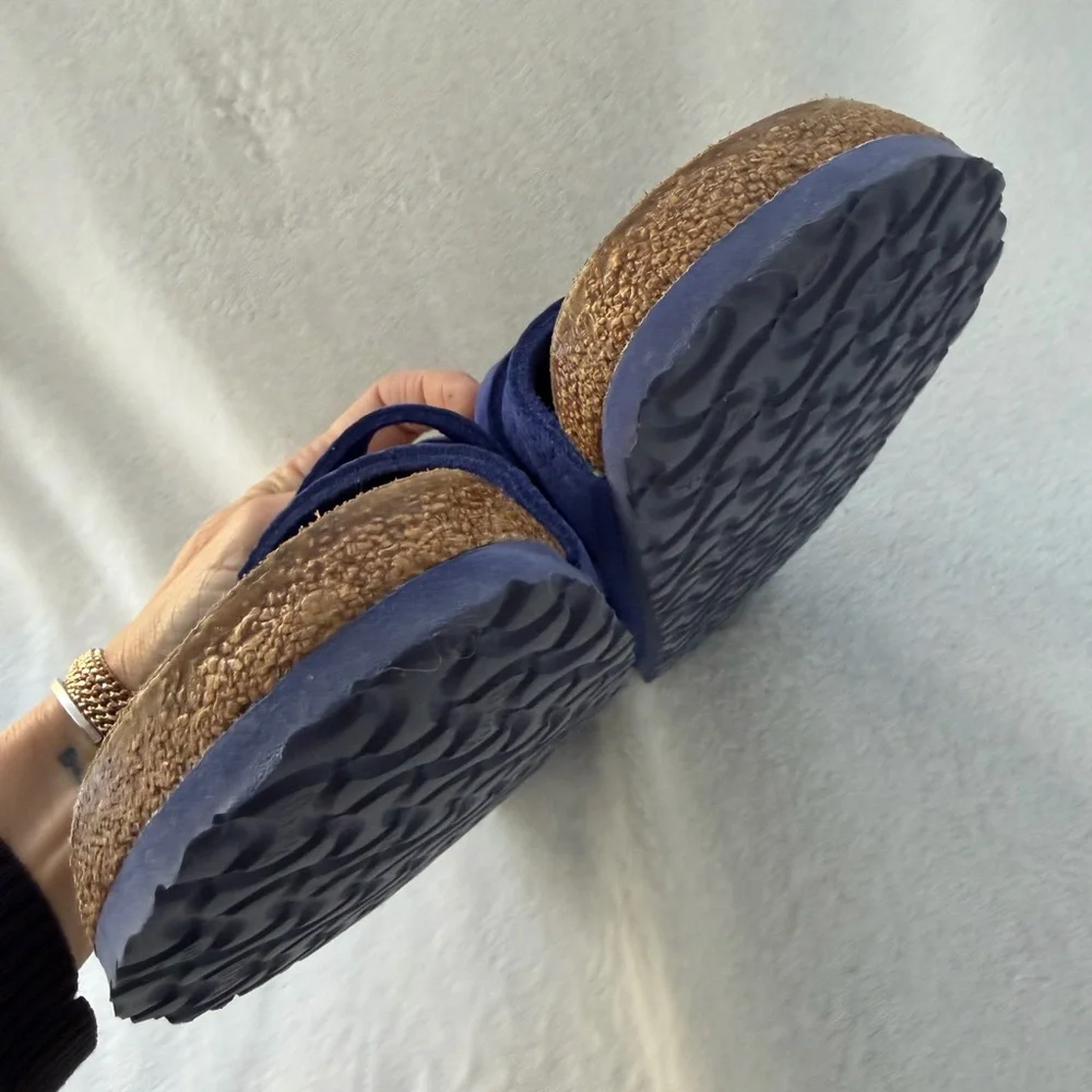 Birkenstock Kyoto Nubuck Leather Desert Buck Indigo Blue Sandals Size 45 US 12